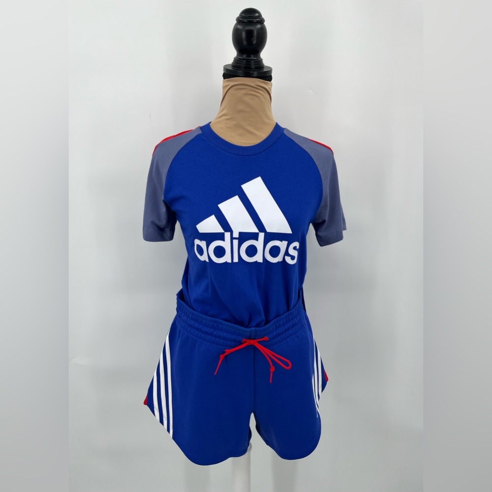 Adidas NWT womens top & shorts matching workout set S athleisure sporty athletic